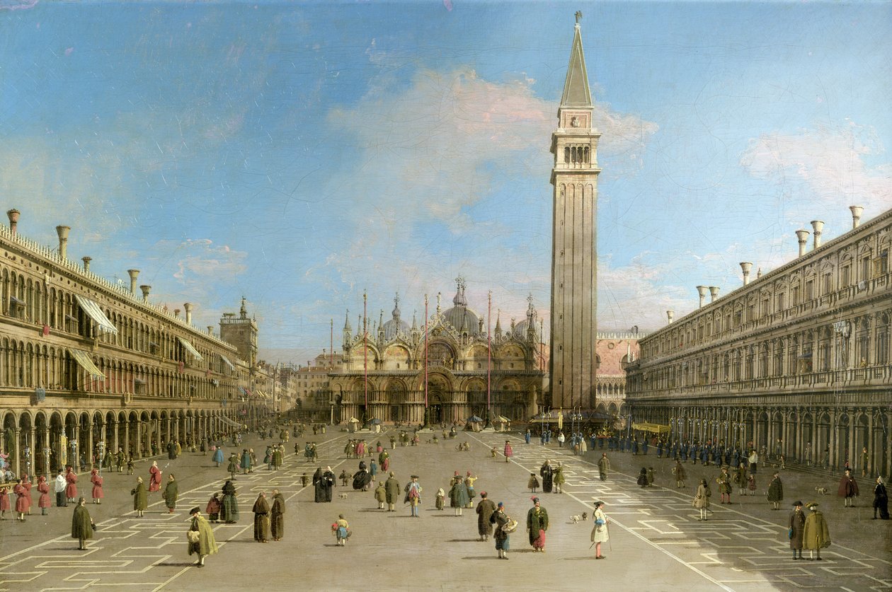 Piazza San Marco ser mod Basilica di San Marco af Giovanni Antonio Canal