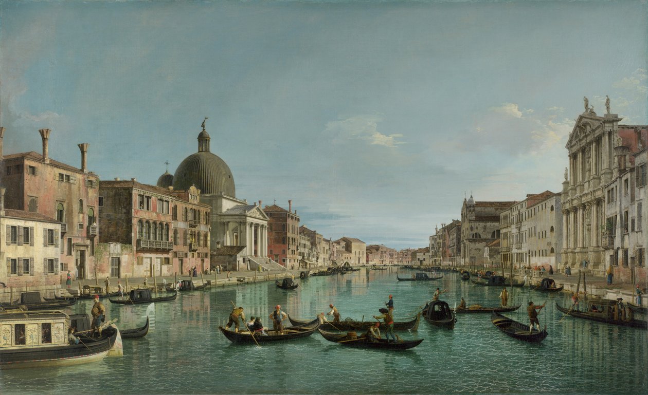 Canal Grande i Venedig med San Simeone Piccolo og Scalzi-kirken, ca. 1738 af Giovanni Antonio Canal