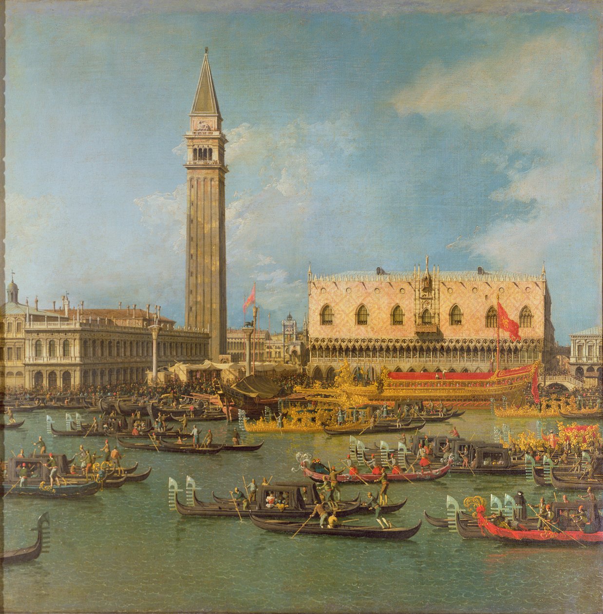 Udsigt over St. Markus-paladset, Venedig, med forberedelser til dogens bryllup af Giovanni Antonio Canal