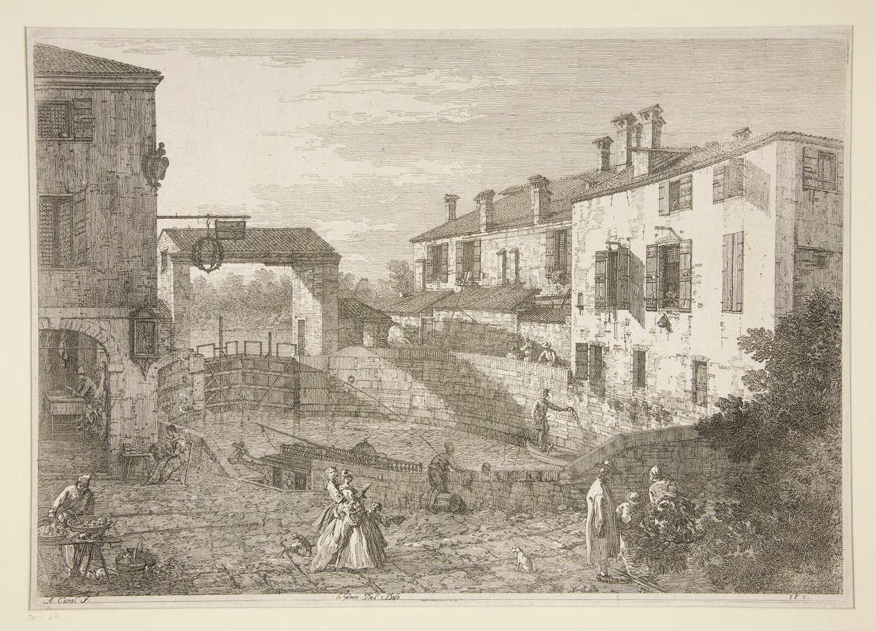 Le Porte del Dolo (The Locks of Dolo), fra serien Vedute (Views) af Canaletto (Giovanni Antonio Canal)