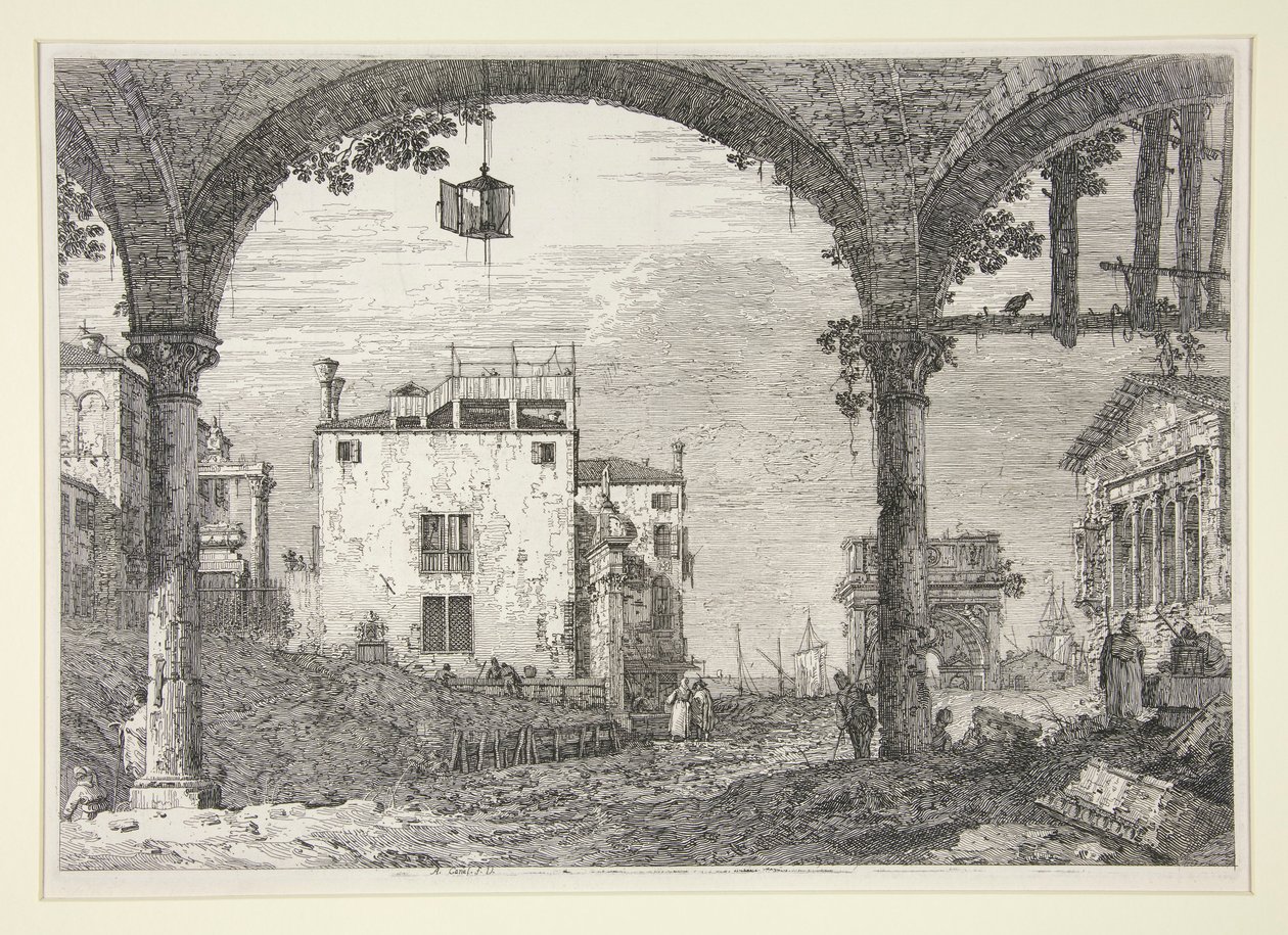 Le Portique a la lanterne (Portikoen med lanternen), fra serien Vedute (Udsigter) af Canaletto (Giovanni Antonio Canal)