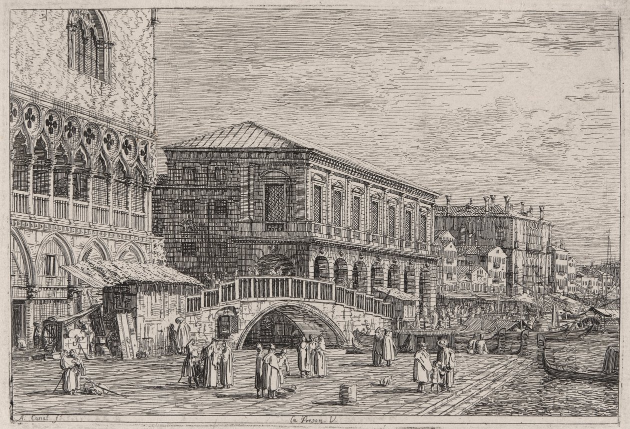 Le Preston. V. (Fængslet, Venedig]), fra serien Vedute (Views) af Canaletto (Giovanni Antonio Canal)