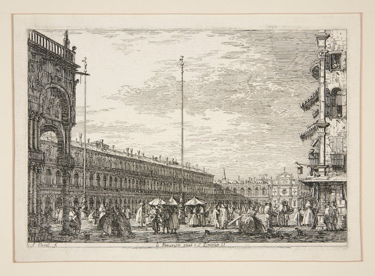 Le Procuratie Nuove e S. Ziminian V. (The Procuratic Nuove and the Church of San Geminiano, Venedig), fra serien Vedute (Views) af Canaletto (Giovanni Antonio Canal)