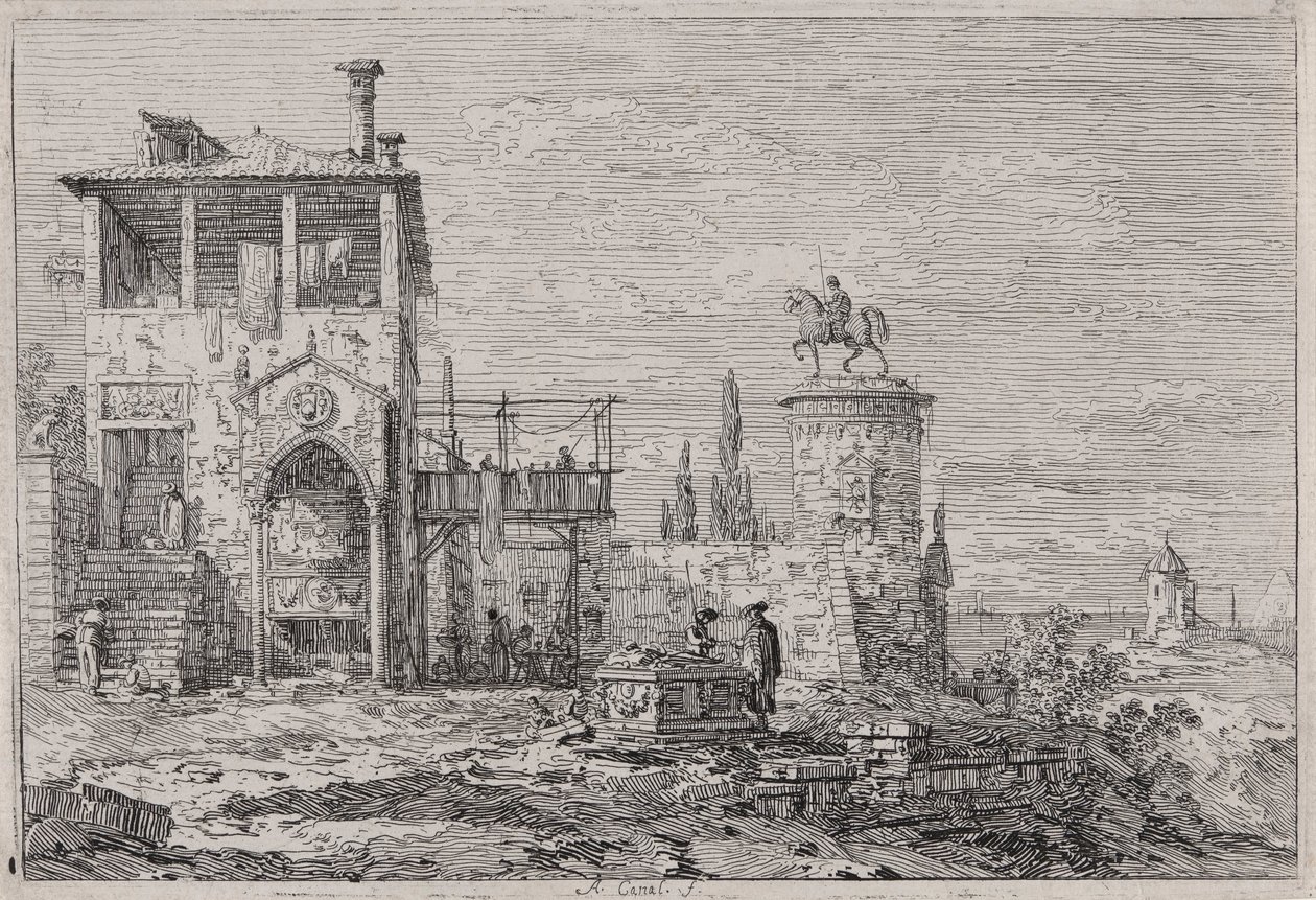 Ryttermonumentet, fra serien Vedute (Views) af Canaletto (Giovanni Antonio Canal)