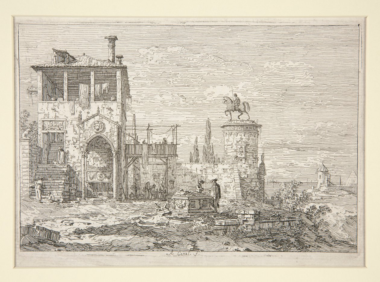 Ryttermonumentet, fra serien Vedute (Views) af Canaletto (Giovanni Antonio Canal)