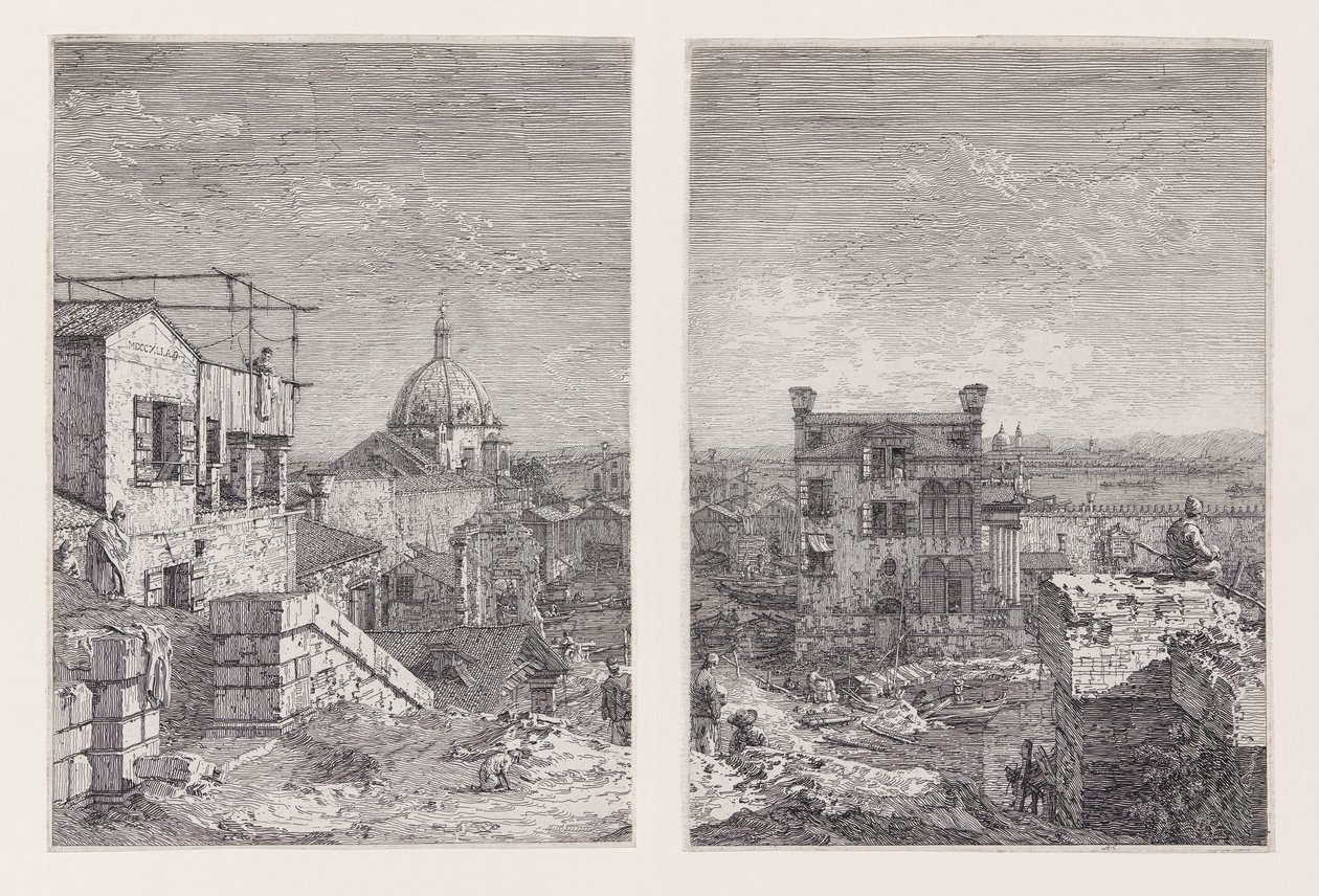 Huset med indskriften, fra serien Vedute (Views) af Canaletto (Giovanni Antonio Canal)