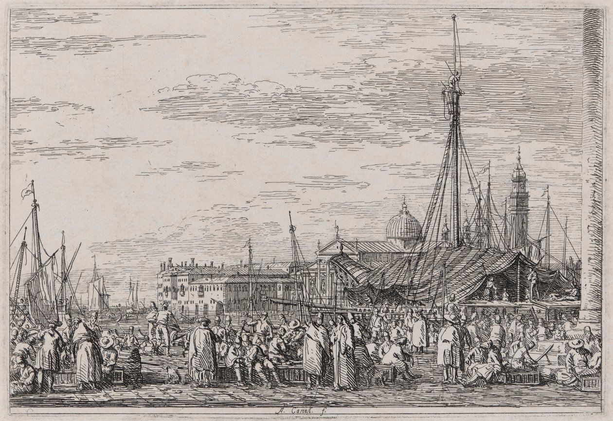 The Market on the Molo, fra serien Vedute (Views) af Canaletto (Giovanni Antonio Canal)