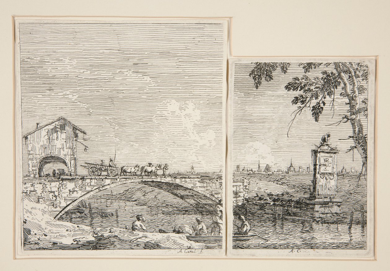 Vognen passerer over en bro, fra serien Vedute (Views) af Canaletto (Giovanni Antonio Canal)