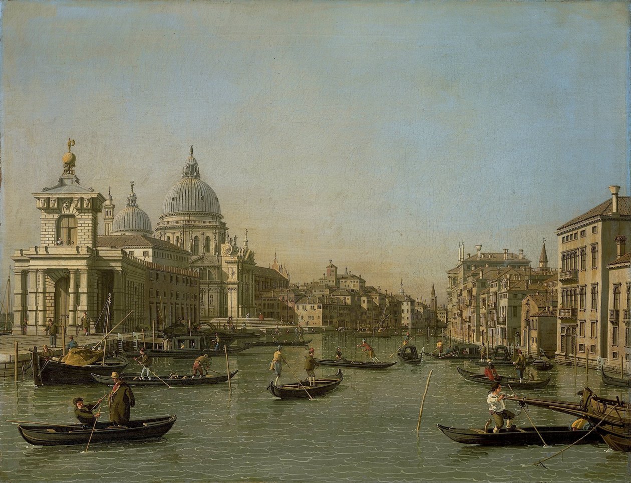 Indgang til Canal Grande nær Punta della Dogana og Santa Maria della Salute af Canaletto (workshop of)