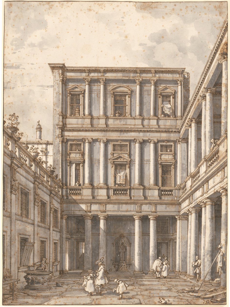 En venetiansk gårdhave, i Procuratie Nuove, ca. 1760. af Canaletto