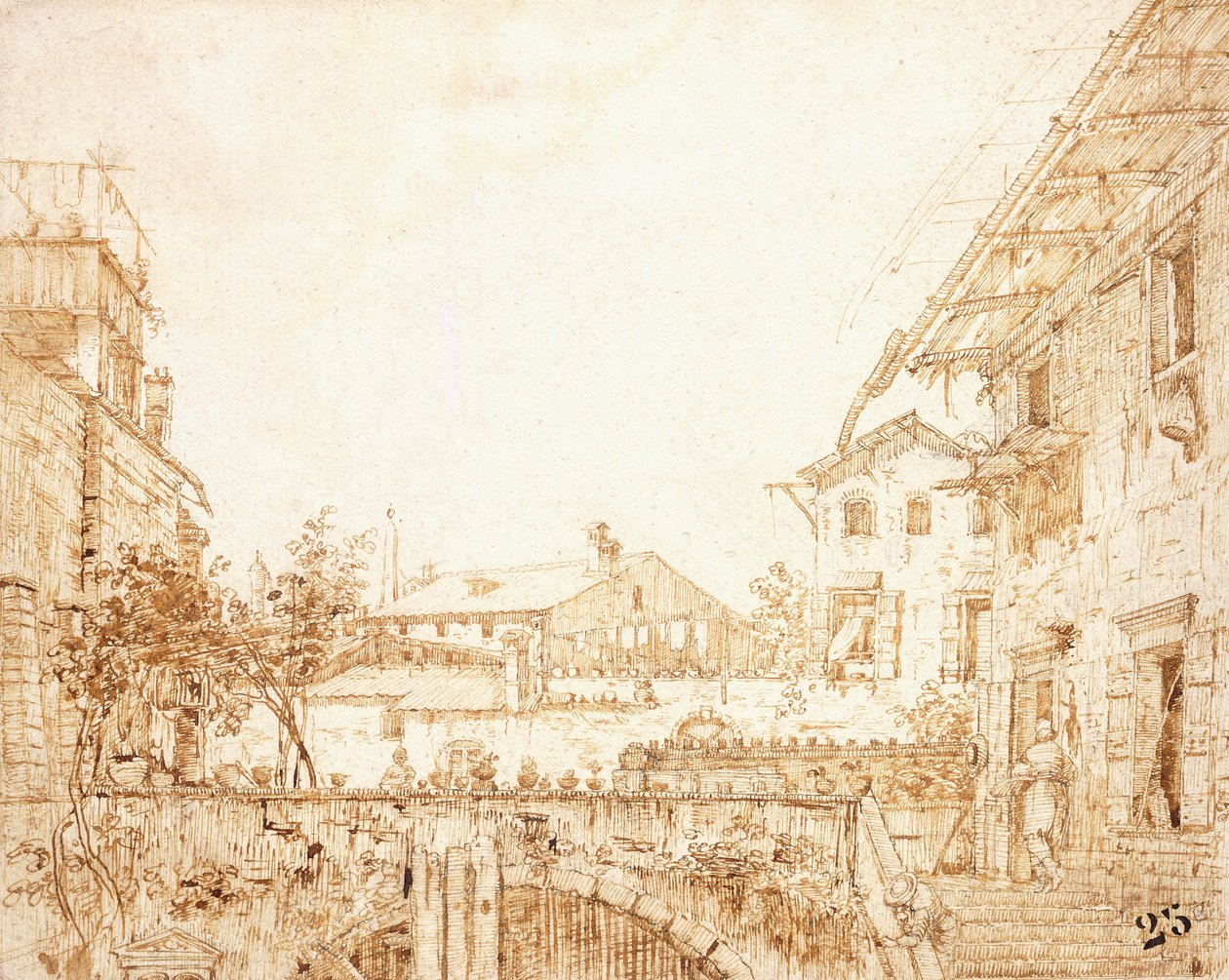 Udsigt over en terrasse i Padova, af Giovanni Antonio Canal