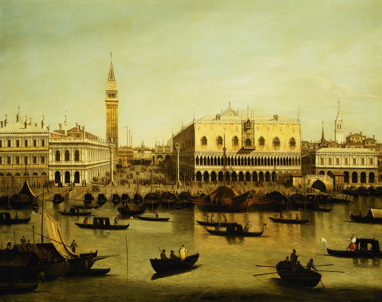 En udsigt over Molo fra Bacino di San Marco, Venedig, af Giovanni Antonio Canal