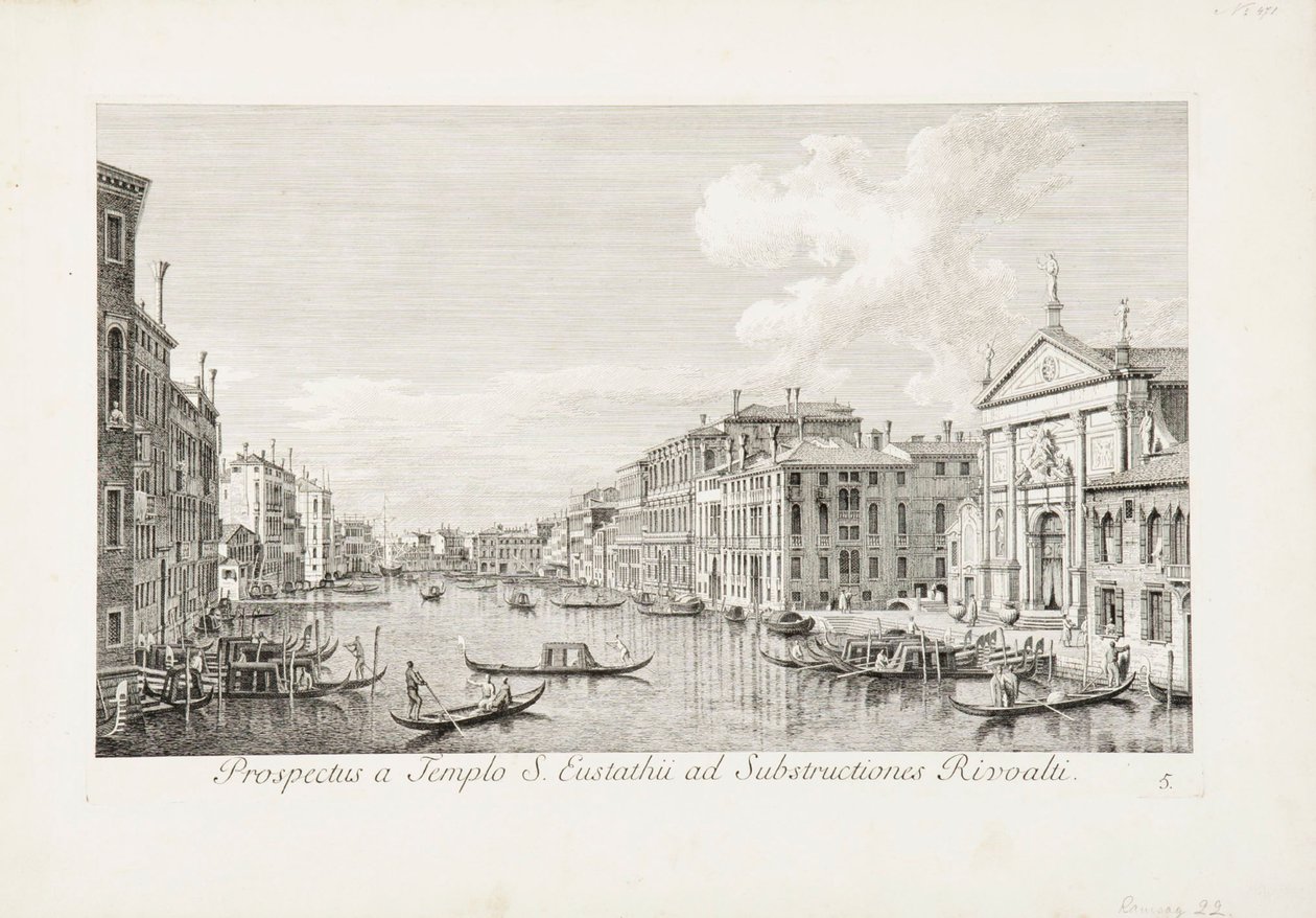 Udsigt fra Sankt Eustachius til Rialto af Canaletto
