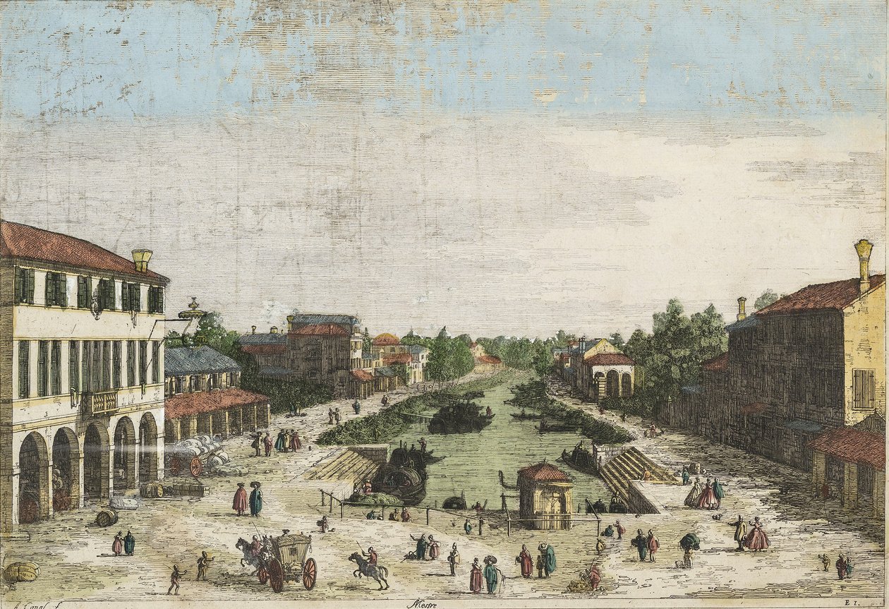 Canaletto Mestre farverig af Canaletto