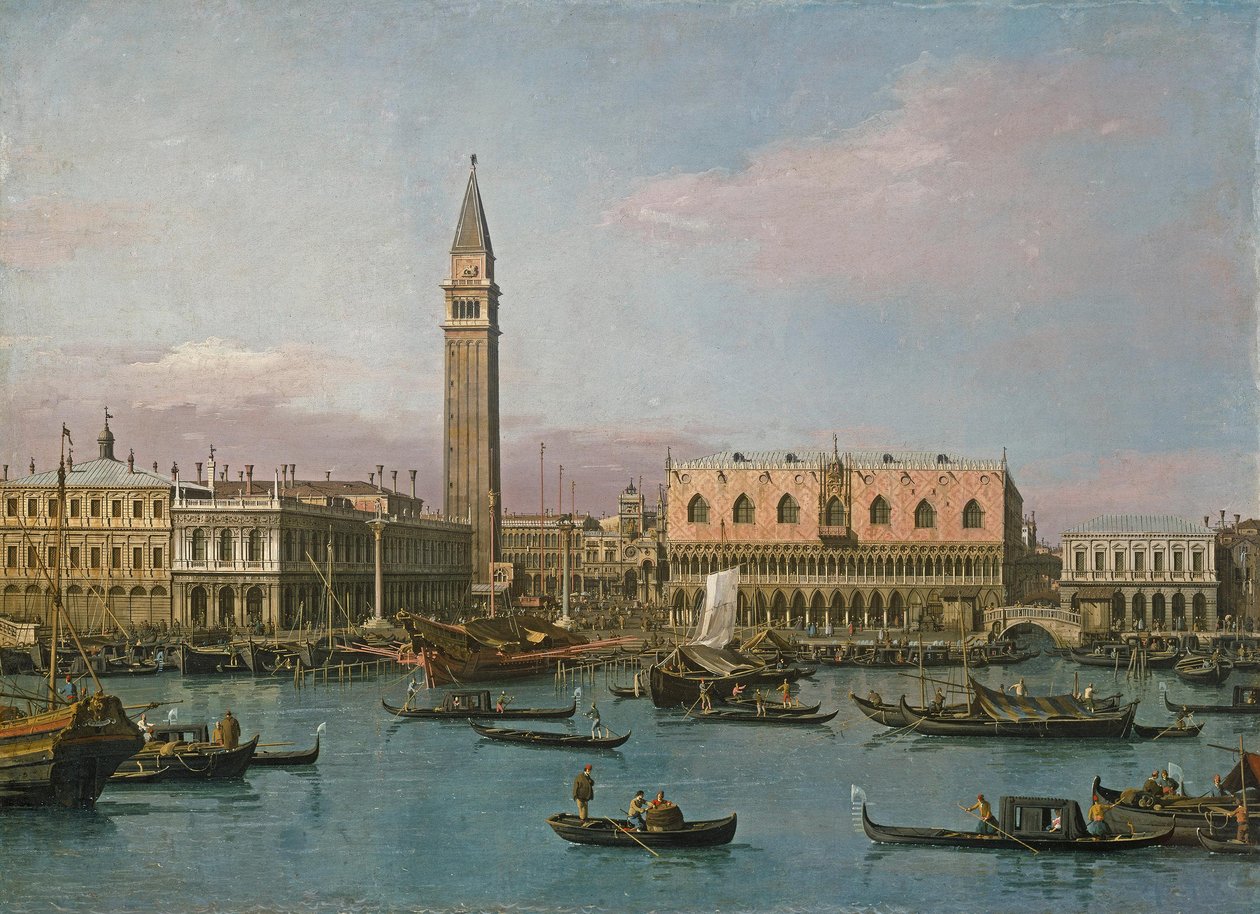 Piazzettaen og Markusbassinet af Canaletto