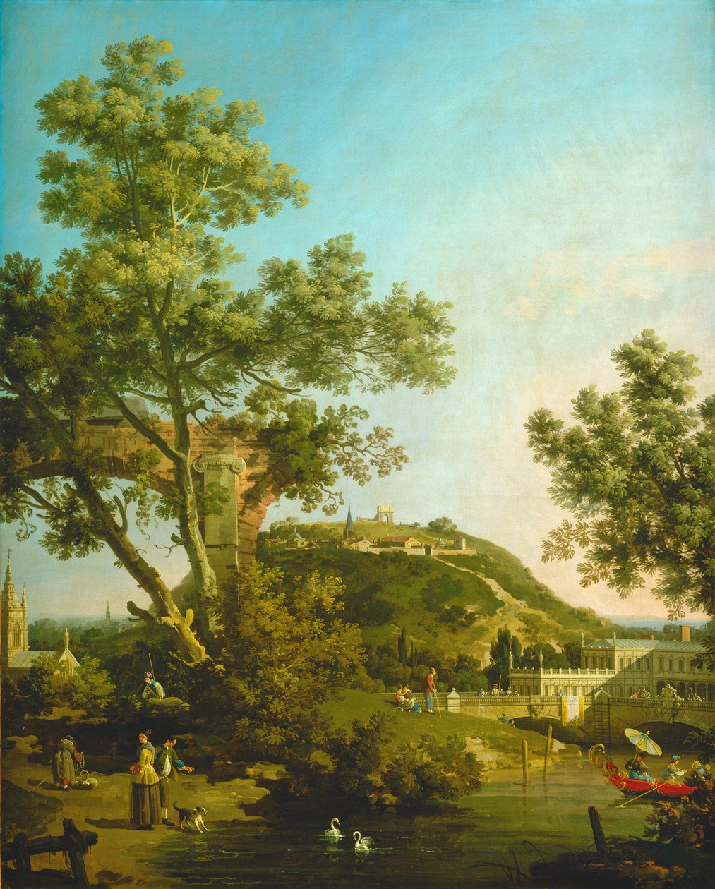 Engelsk landskabscapriccio med et palads af Canaletto