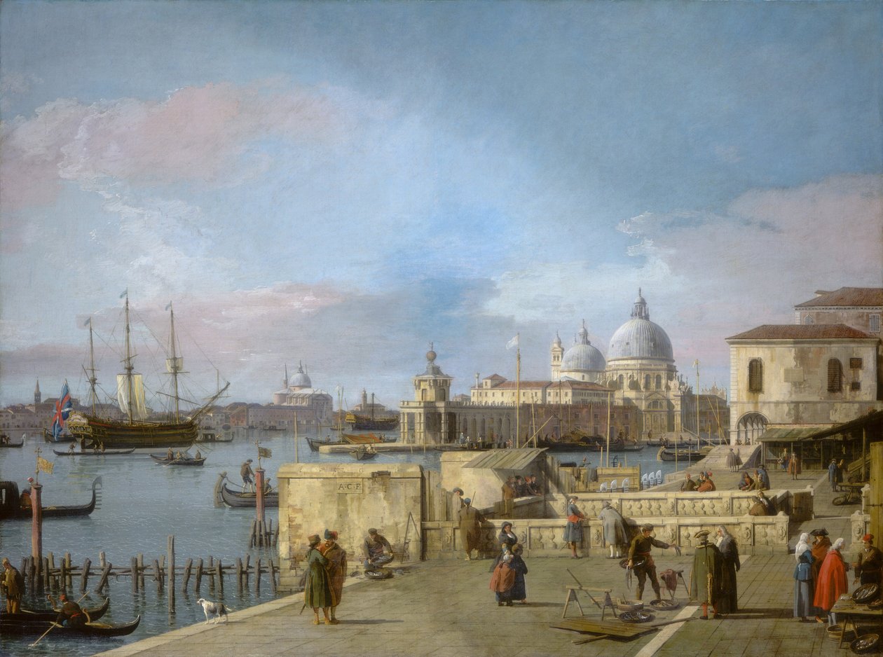 Indgang til Canal Grande fra Molo, Venedig af Canaletto