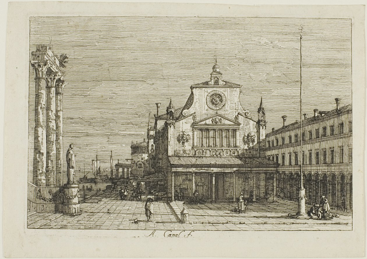 Imaginær udsigt over S. Giacomo di Rialto, fra Vedute af Canaletto