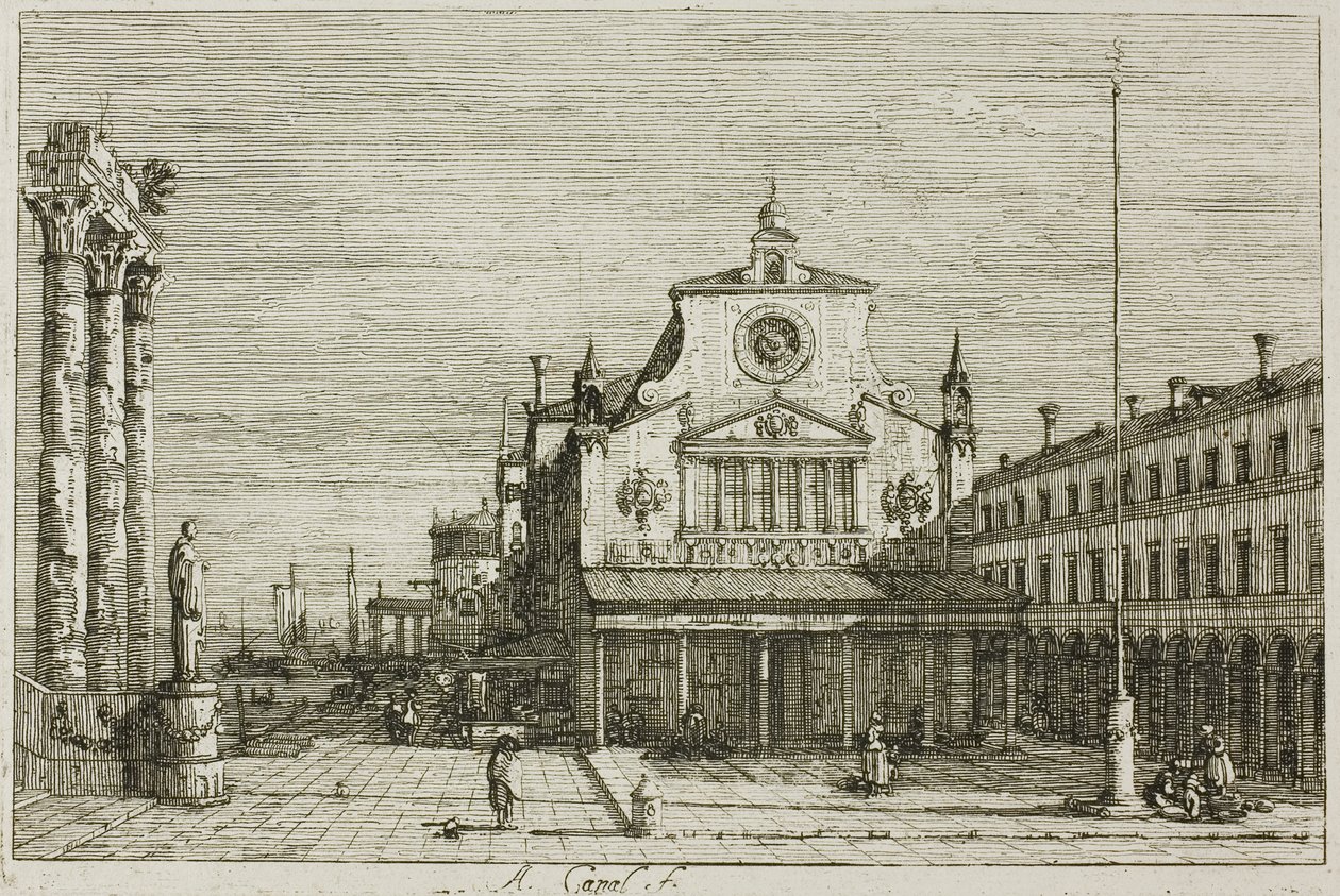 Imaginær udsigt over S. Giacomo di Rialto, fra Vedute af Canaletto