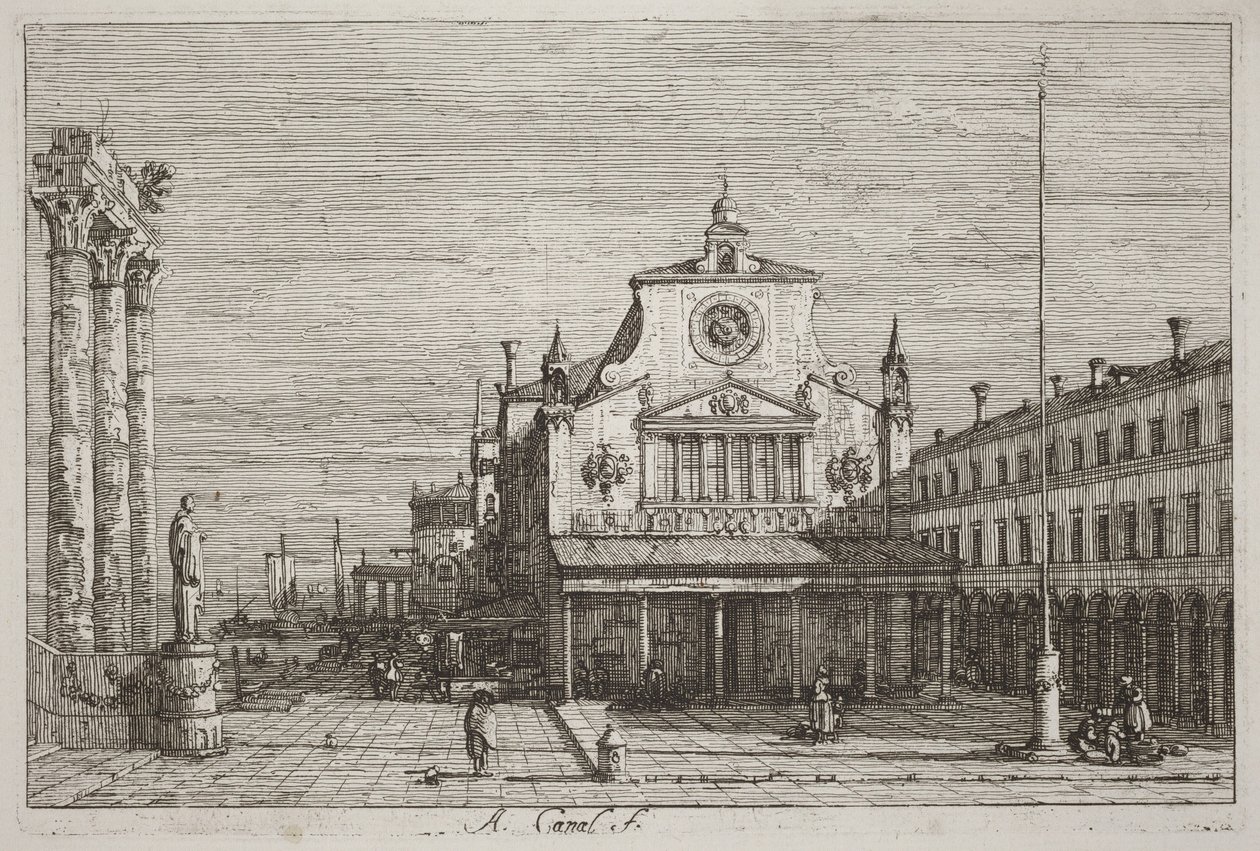 Fiktiv udsigt over S. Giacomo di Rialto [øverst til højre] af Canaletto