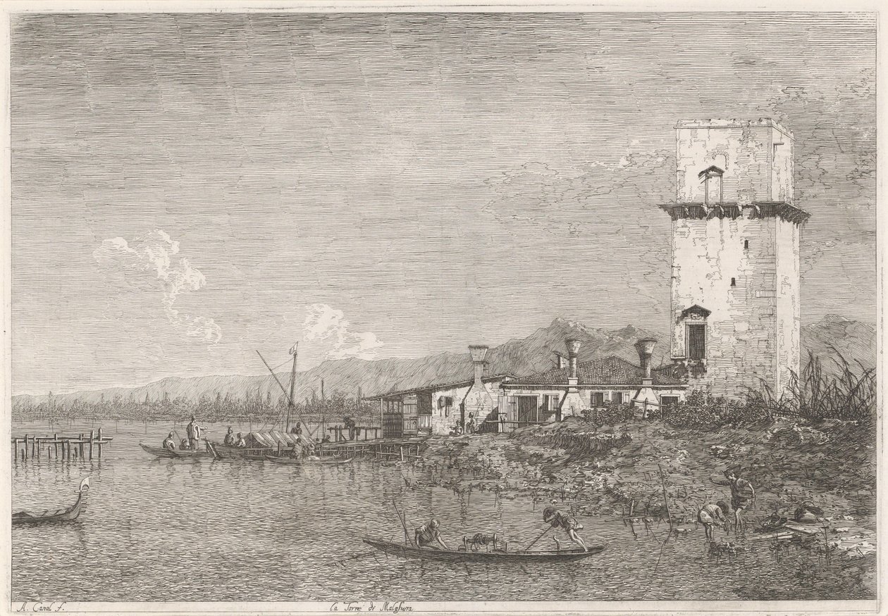 La Torre di Malghera Ansigter på eksisterende og opfundne steder (serietitel) Vedute altre prese da i Luoghi altre ideate af Antonio Canal (serietitel) af Canaletto