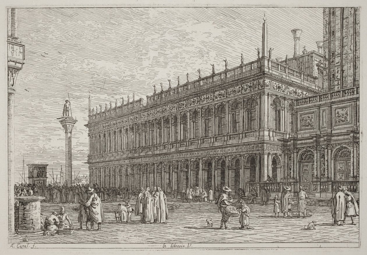 Boghandlen. Se [øverst til venstre] af Canaletto