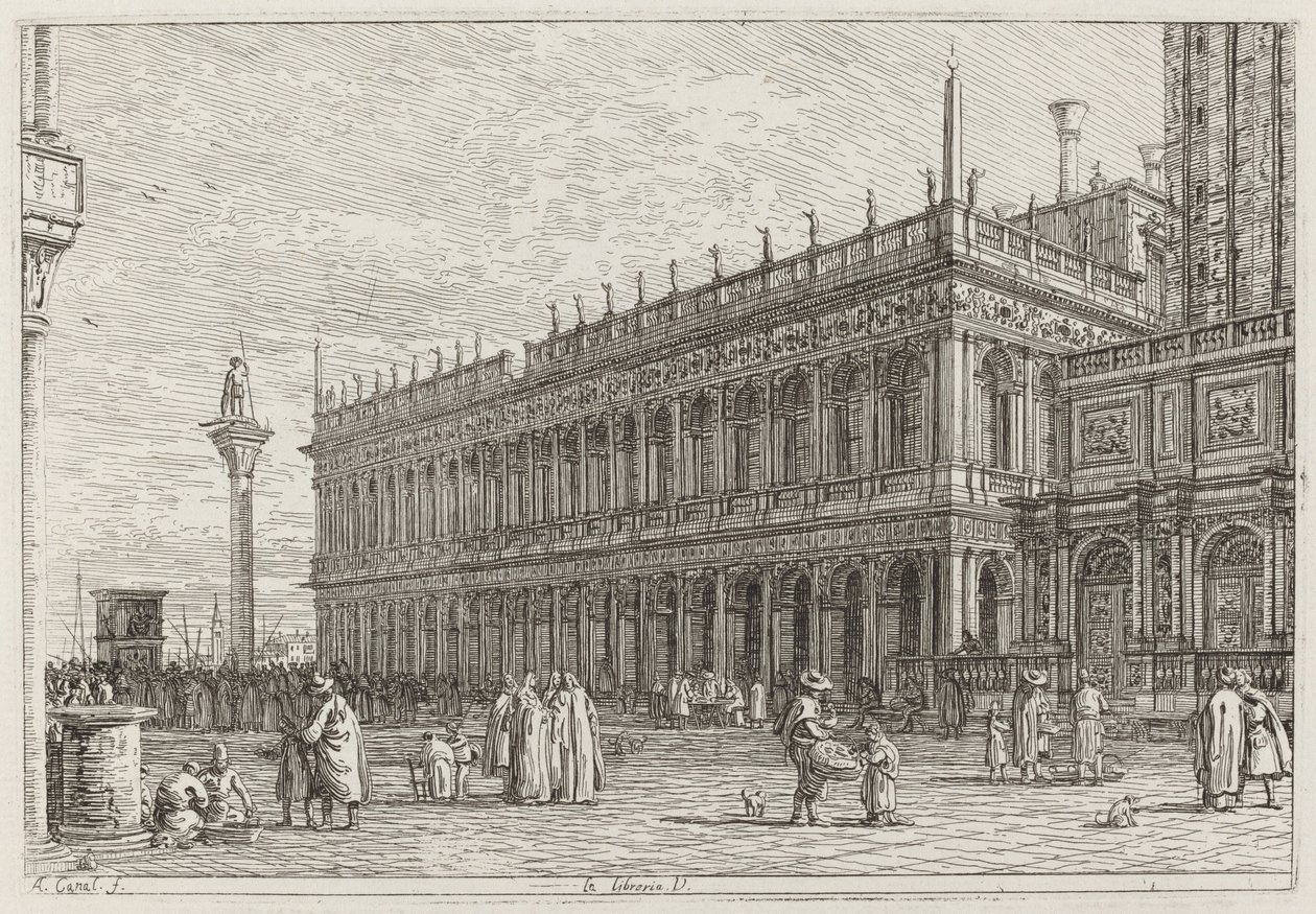 La libreria. V. [øverst til venstre], i eller før 1742. af Canaletto
