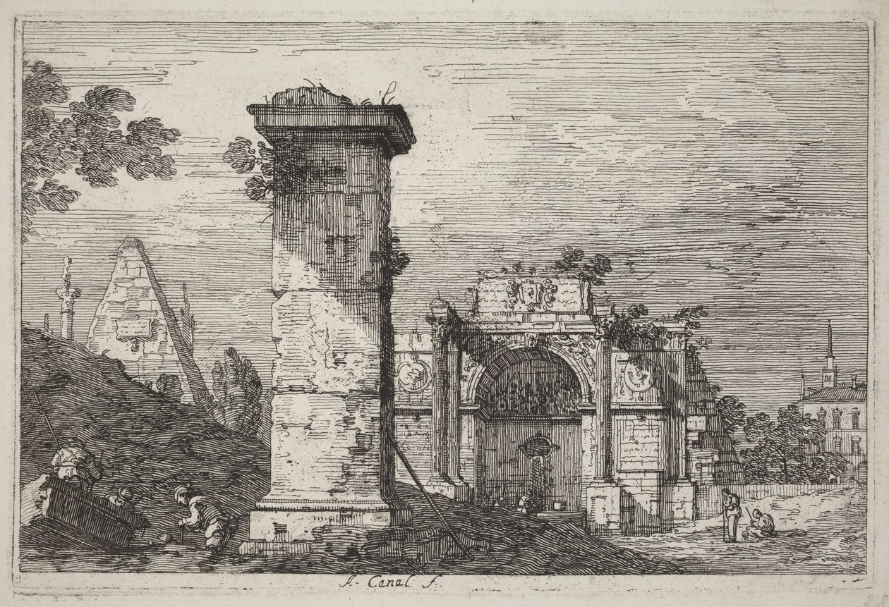 Landskab med ruiner af Canaletto