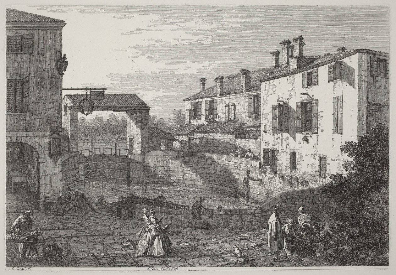 Portene i Dolo af Canaletto