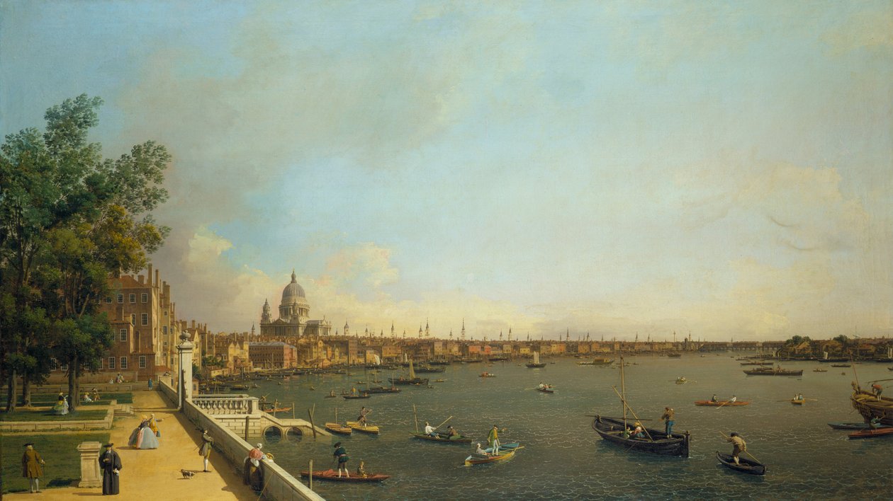 London. Themsen fra Somerset House Terrace mod byen, ca 1751 af Giovanni Antonio Canal