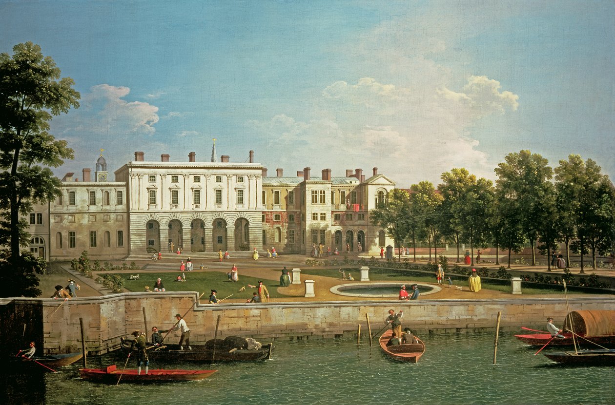 Old Somerset House fra Themsen, ca. 1746-50 af Giovanni Antonio Canal