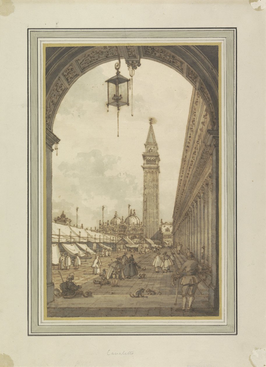 Piazza San Marco, Venedig, set fra sydvest Piazza San Marco mødte Campanile en San Marco te Venetië af Canaletto