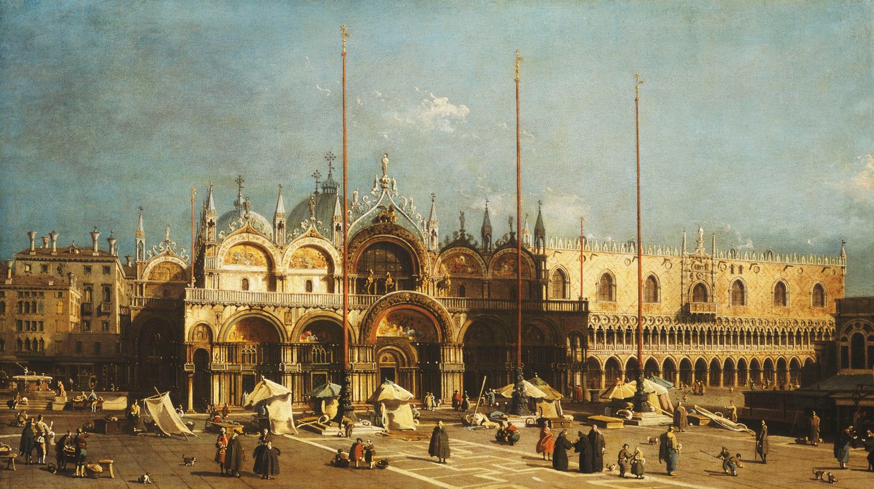 San Marco og Dogepaladset, Venedig, fra Piazza San Marco, ca. 1740