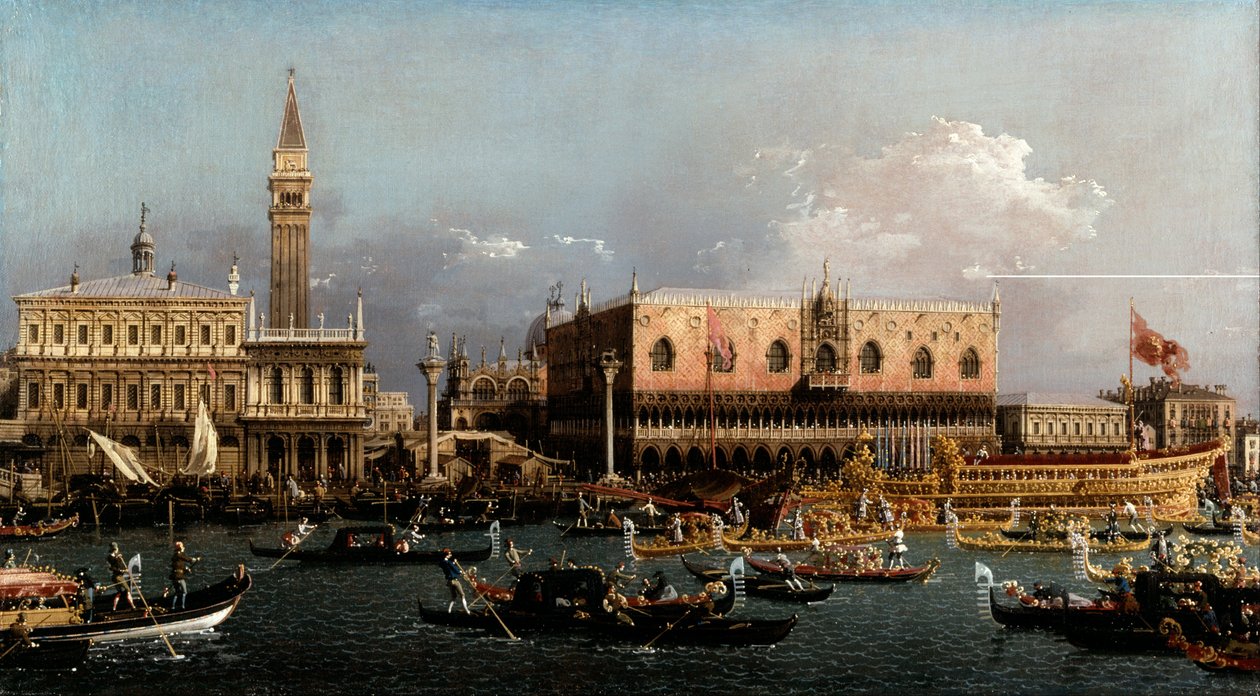 Bucintoro ved Molo på Kristi Himmelfartsdag af Canaletto