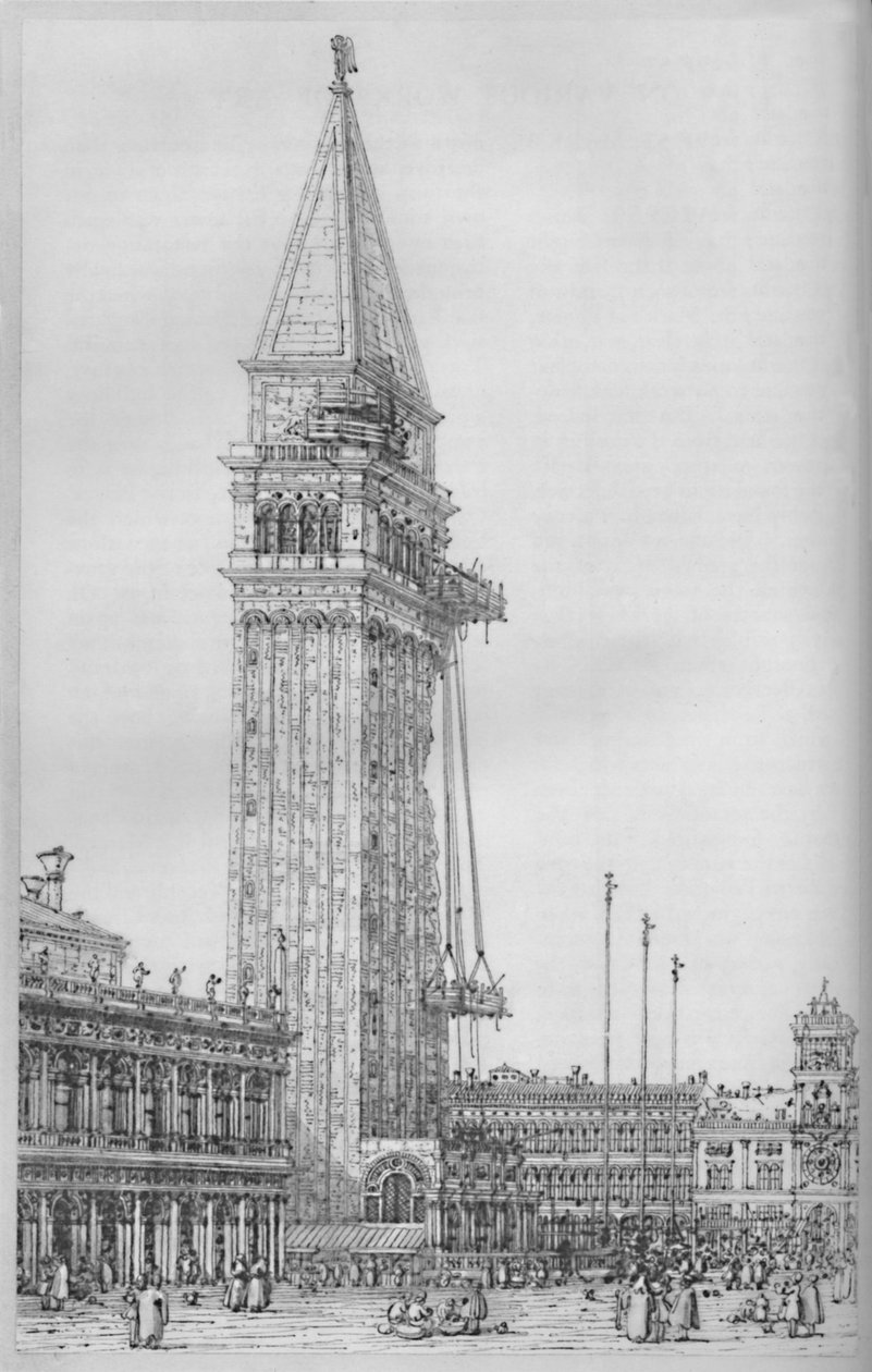 Campanile of St. Marks under reparation i 1745, 1903 af Giovanni Antonio Canal