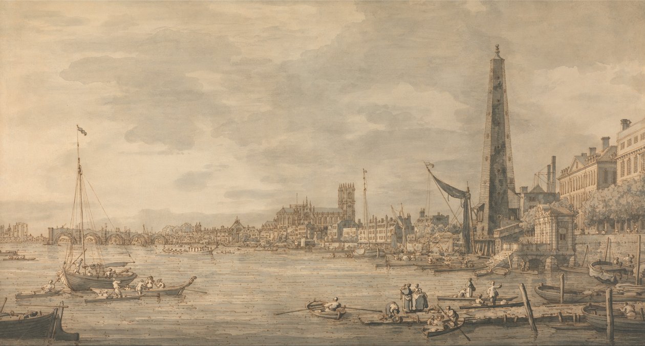 Byen Westminster fra nærheden af York Water Gate af Canaletto