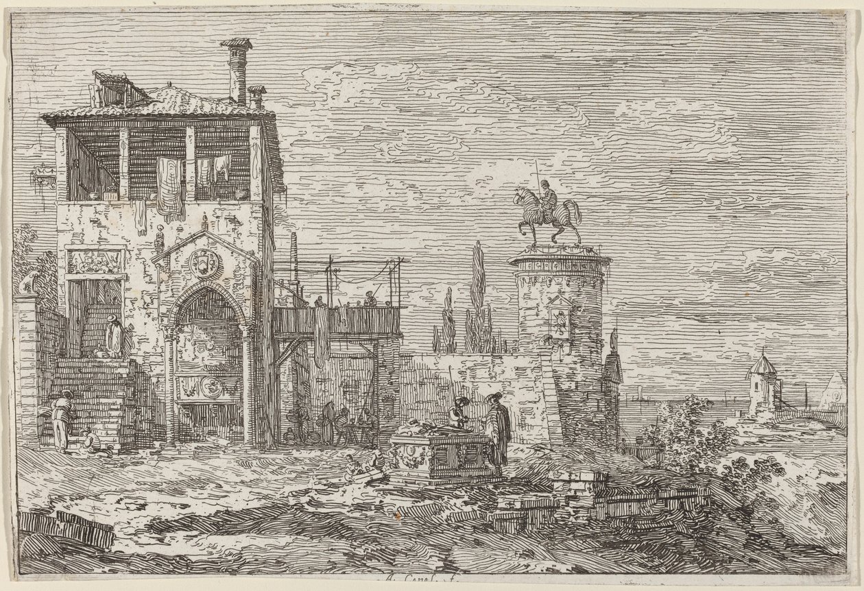 Ryttermonumentet, ca. 17351746. af Canaletto