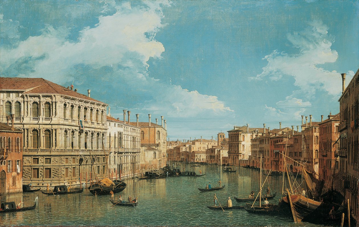 Canal Grande, Venedig, med udsigt til nordvest, med Palazzo Pesaro, Palazzo Foscarini og toppen af S. Stae til venstre og Palazzo Vendramin-Calergi og S. Marcuola til højre af Giovanni Antonio Canal