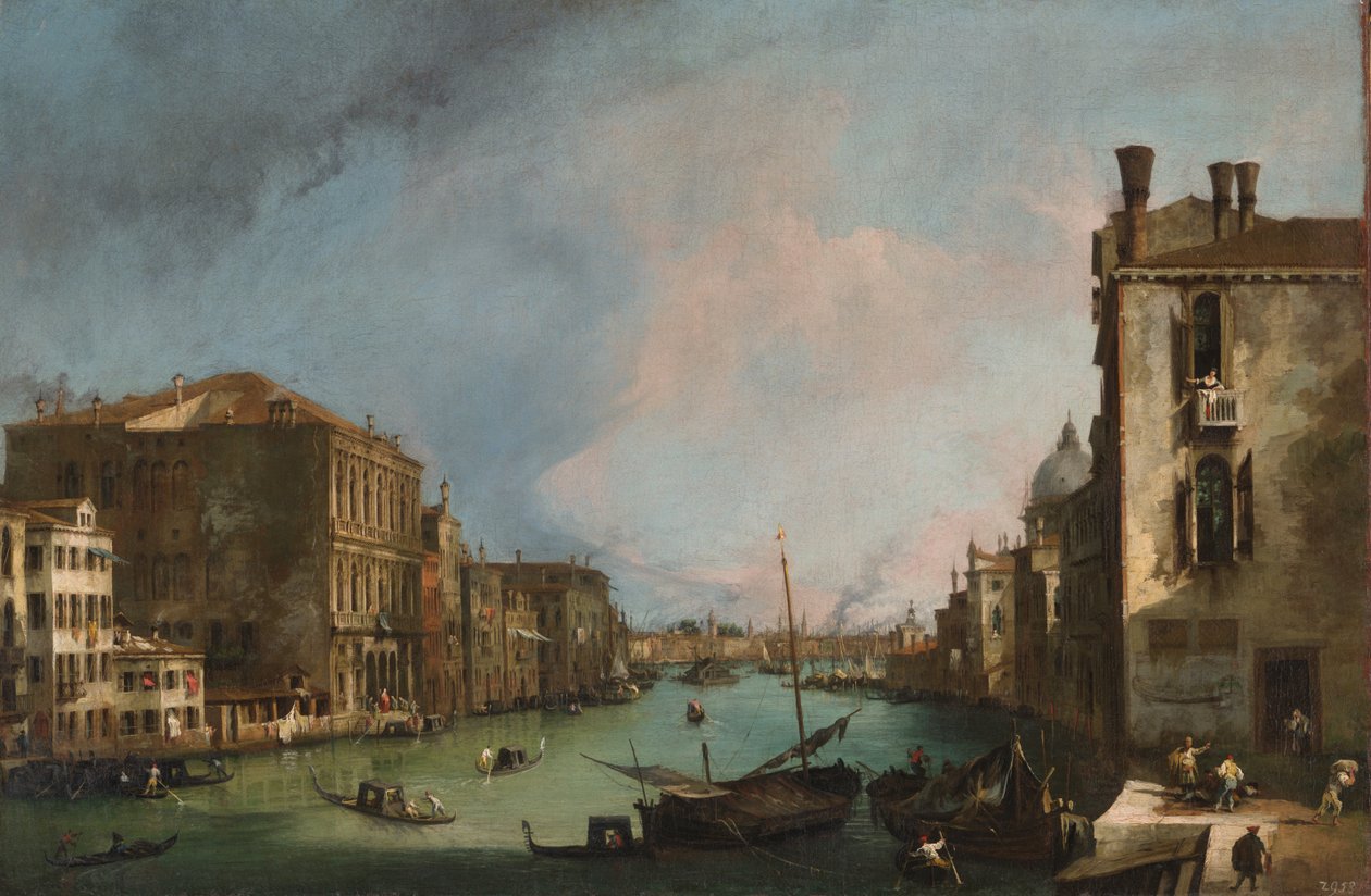 Canal Grande i Venedig med Rialtobroen af Canaletto