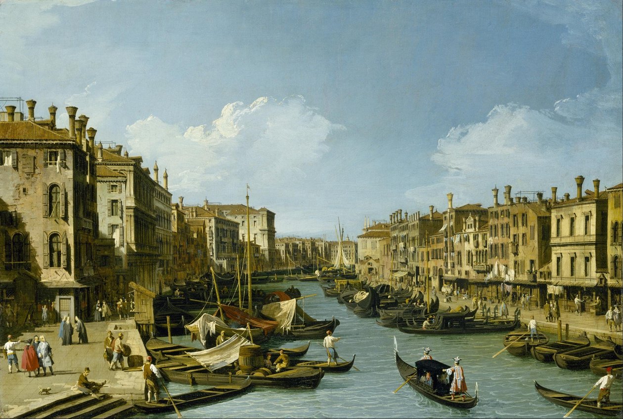 Canal Grande nær Rialtobroen, Venedig af Canaletto