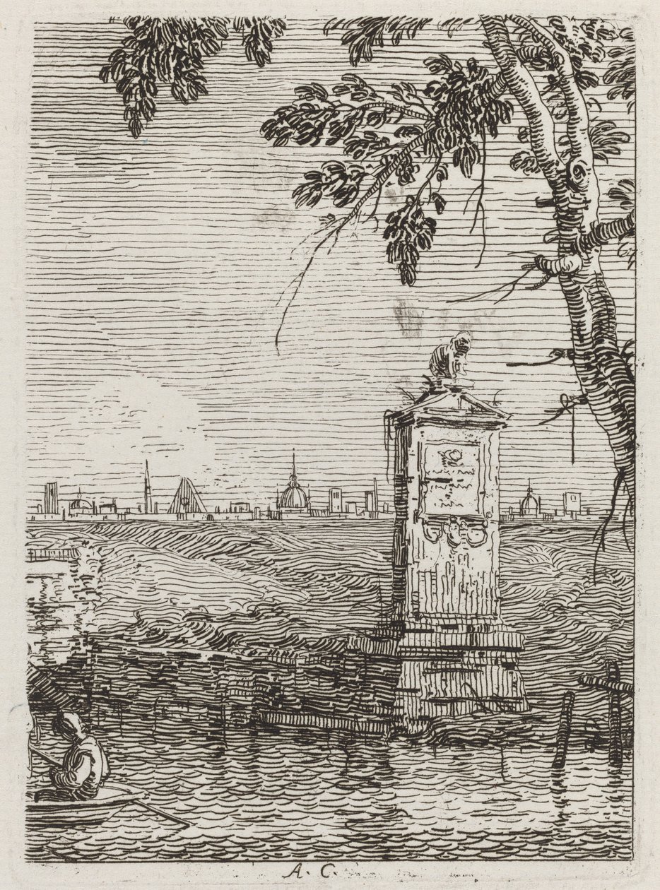 Det lille monument [til venstre] af Canaletto
