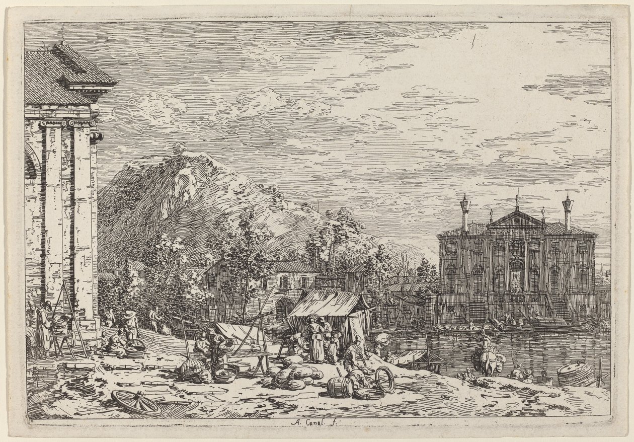 Markedet i Dolo af Canaletto