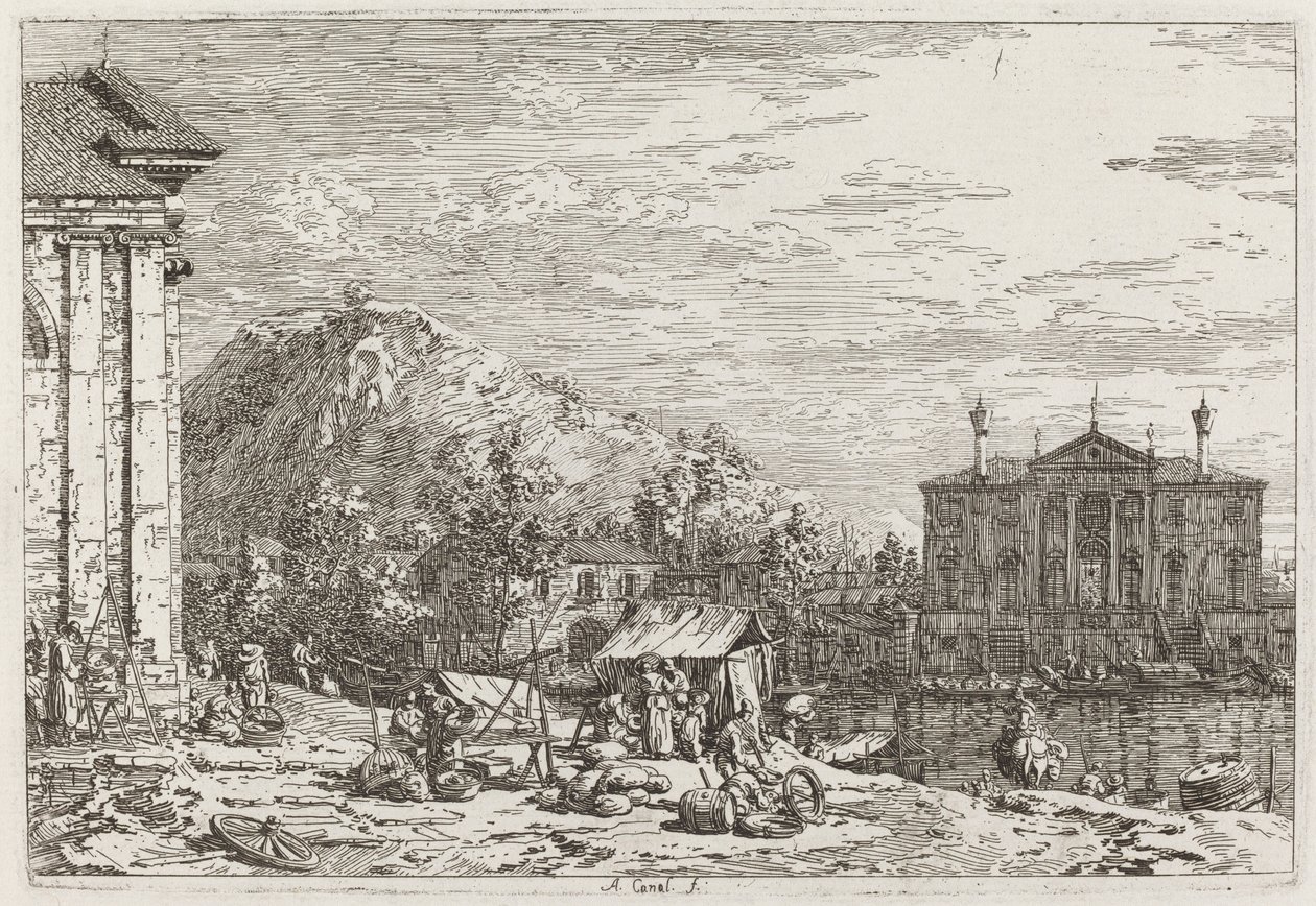 Markedet ved Dolo [nederst til venstre] af Canaletto