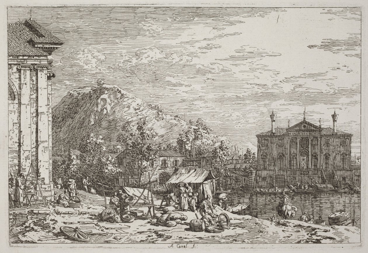 Markedet i Dolo [nederst til venstre] af Canaletto