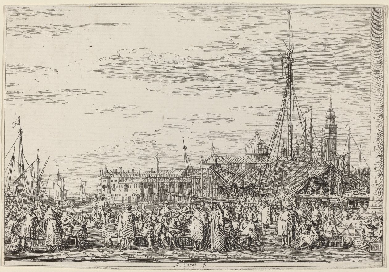 Markedet på Moloen af Canaletto