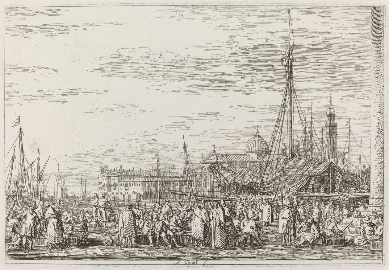 Markedet på Molo [øverst til venstre] af Canaletto