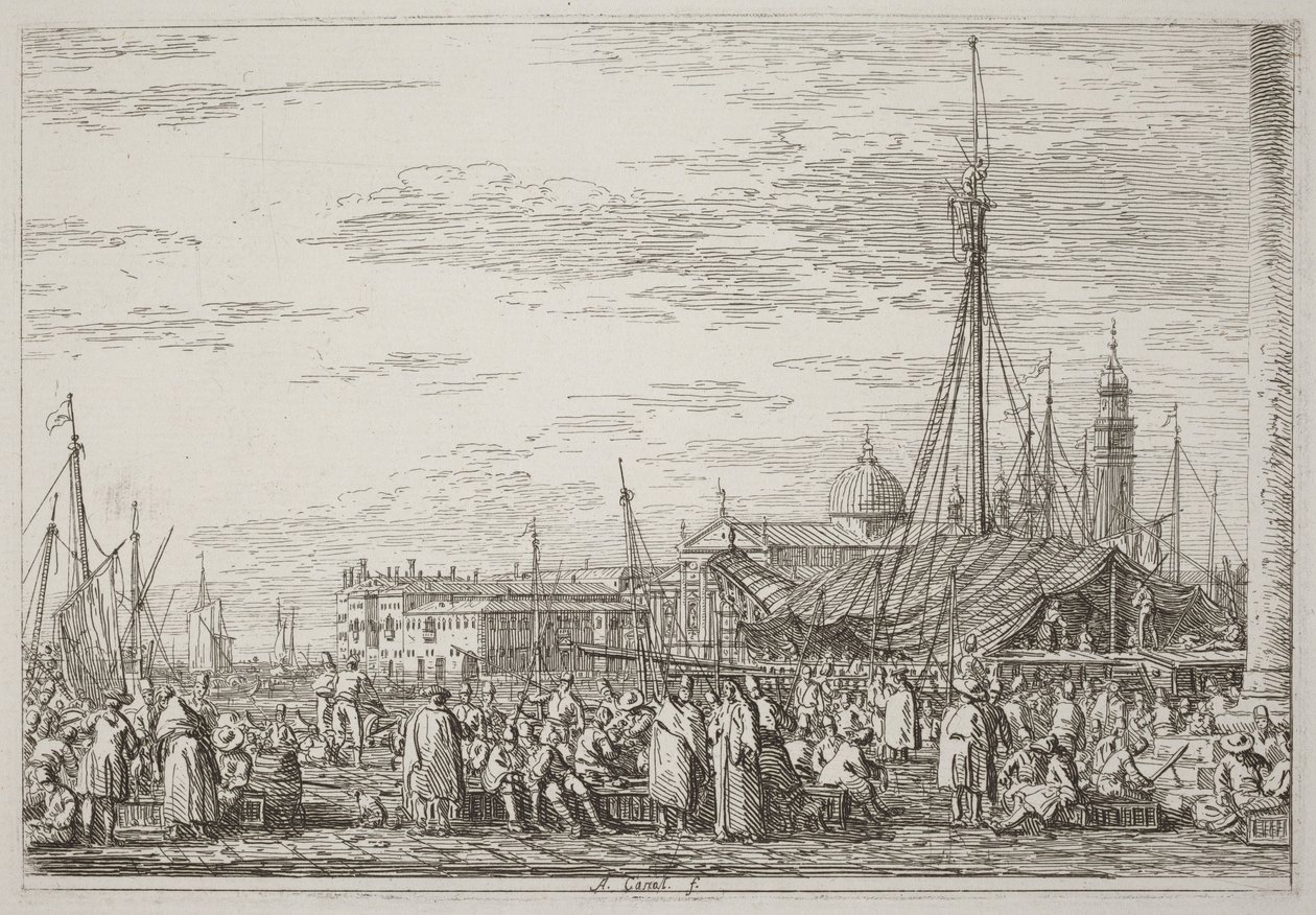 Markedet på Moloen [øverst til venstre] af Canaletto