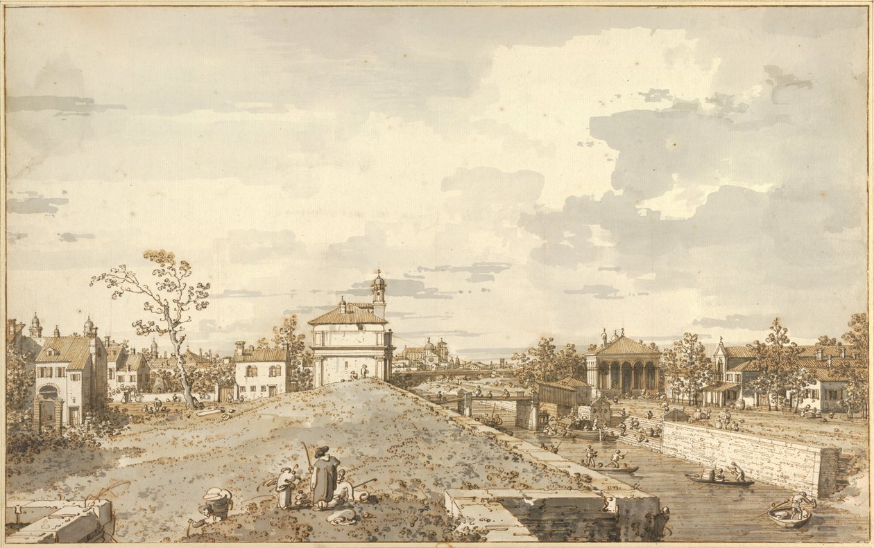 Porta Portello med Brenta-kanalen i Padua, 1740-1743 af Canaletto