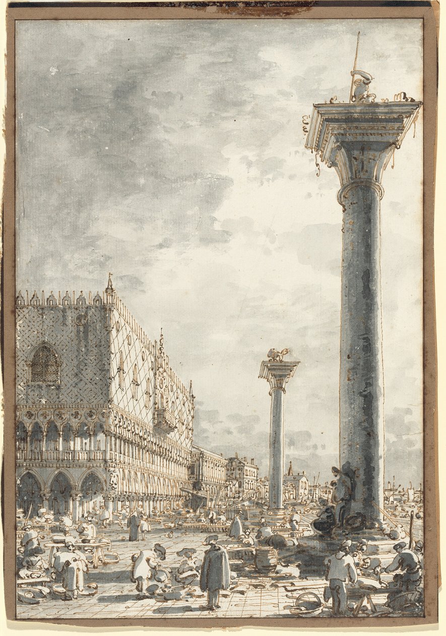 Riva degli Schiavoni set fra markedet ved molen af Canaletto