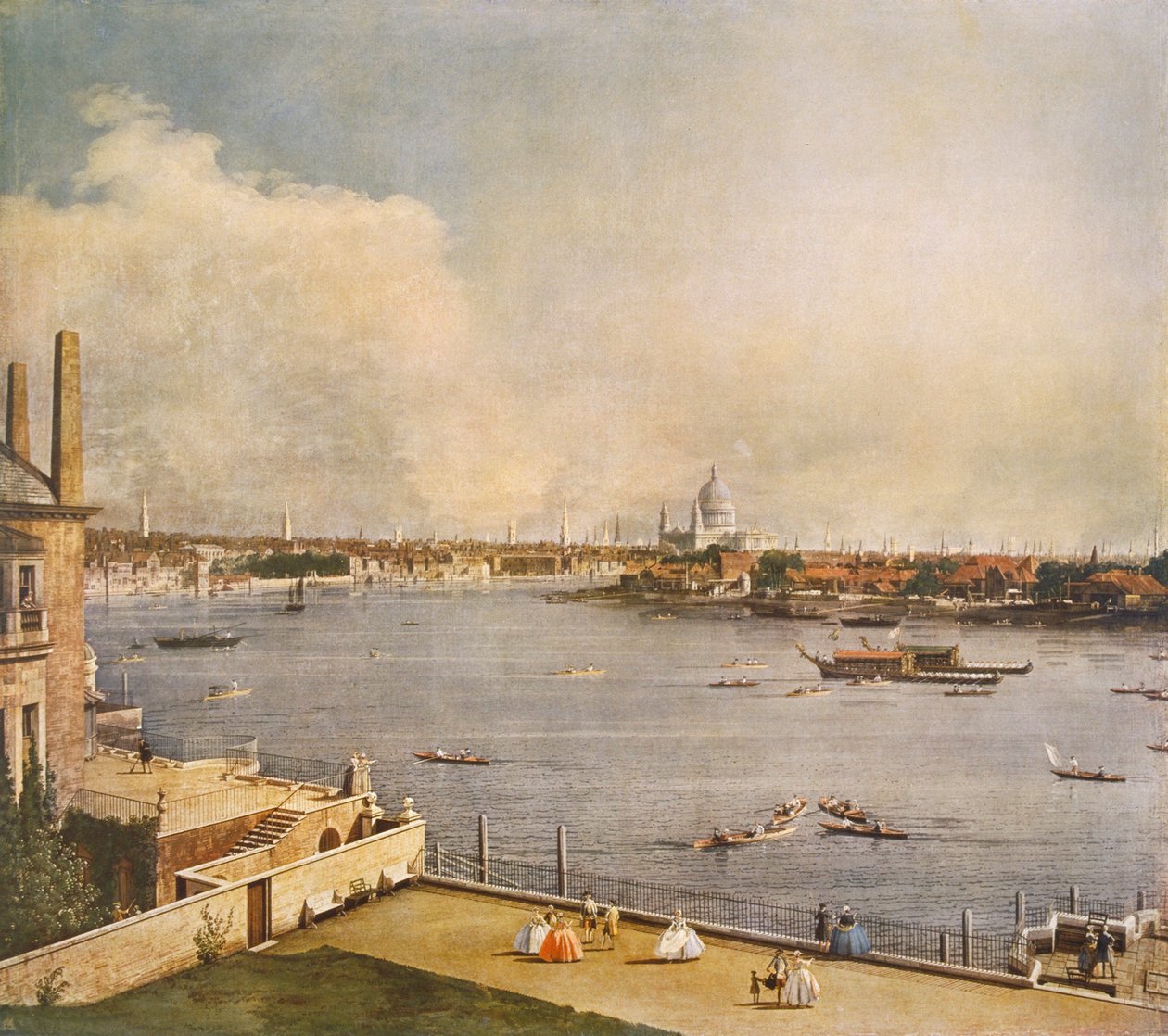 Themsen og London City fra Richmond House, Whitehall, Westminster, c1747 af Canaletto